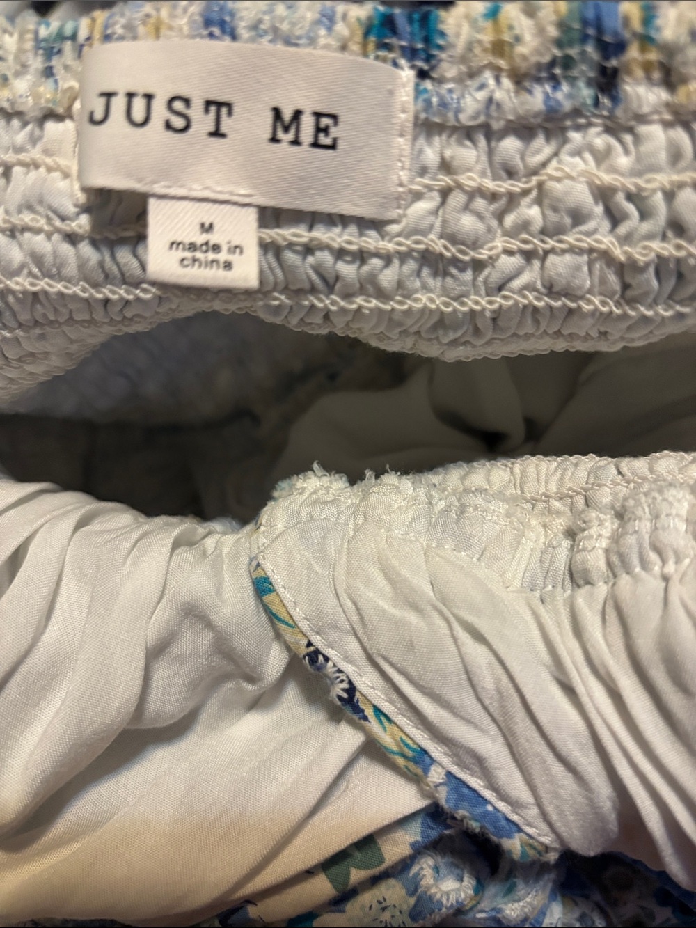 Just Me Blue and White Floral Eyelet halter Dress medium - Picture 4 of 4